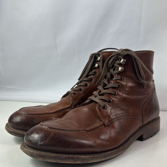 Frye Bowery Moc Grailed Lace Up Brown Leather Men’s Boots - Picture 6 of 15